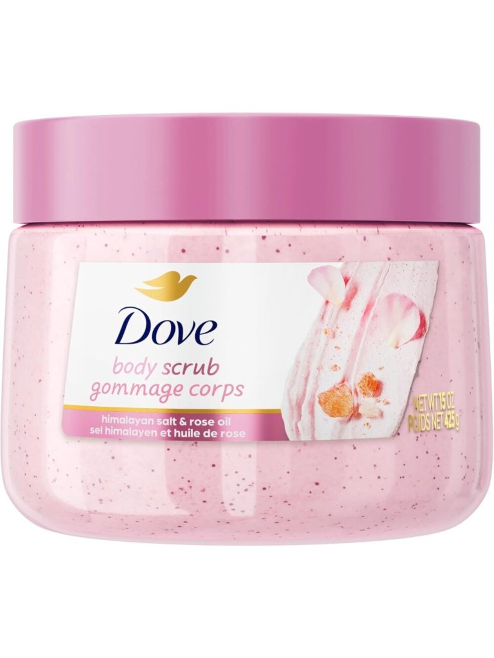 Himalayan Salt & Rose Oil Body Scrub - Exfoliating 15 oz for Smooth, Polished